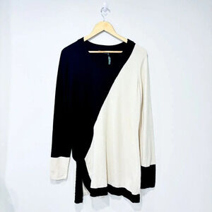 ERIC ALEXANDRE Two-Tone Black‎ & Beige Asymmetric Tunic Sweater | Medium *